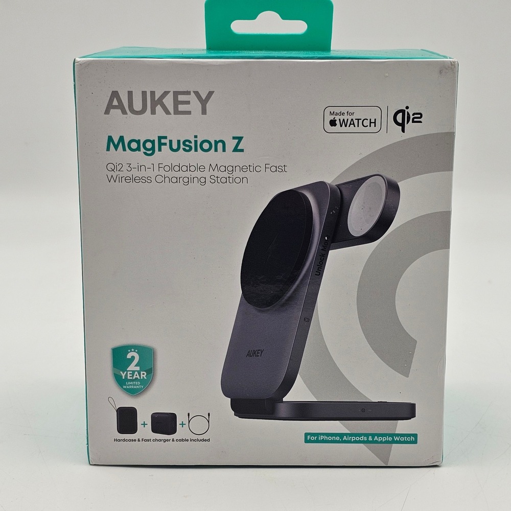 AUKEY MagFusion Z Qi2 3-in-1 Foldable Magnetic Wireless Charging Station
